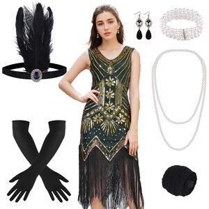 3954 1920s Flapper Dresses For Women, Fringed Sequin Great
